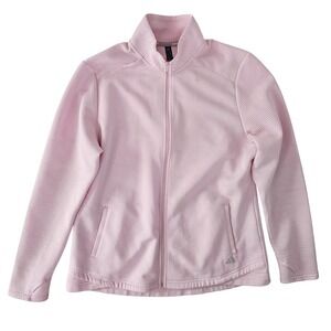 Adidas Golf Womens XL Pink Ribbed Full Zip Jacket Mock Neck Performance Layer